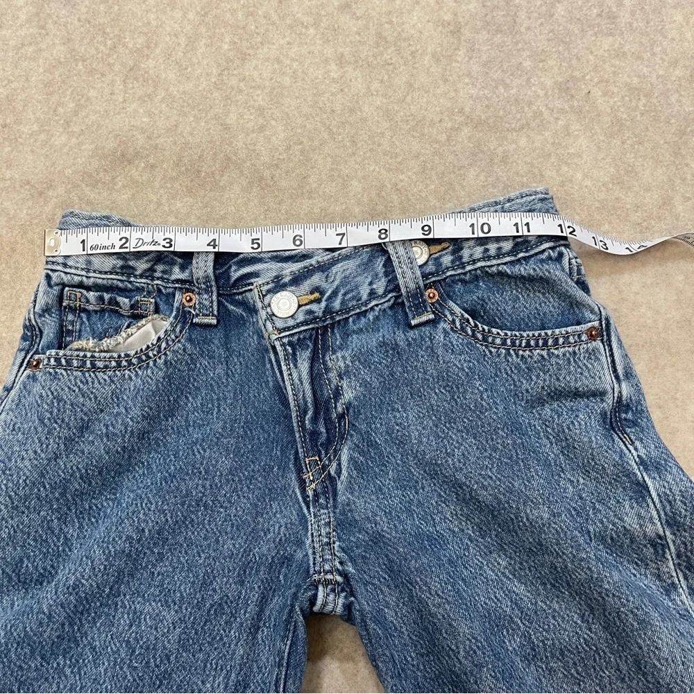 Old Navy High Rise Super Baggy Wide Leg Star Patch Denim Blue Jeans Girls size 8